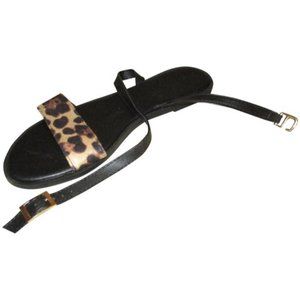 *Miulamiula Black Leopard Cross Strappy Sandals